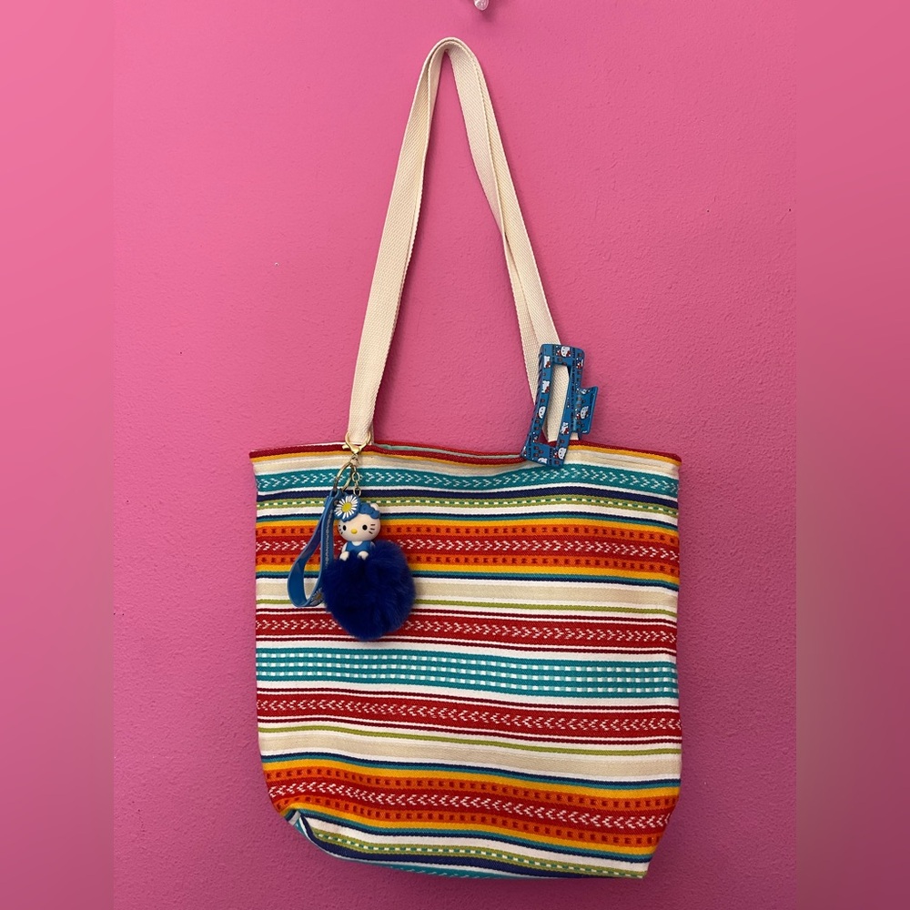 Handmade Colorful Striped Wallet & Matching Tote Bag